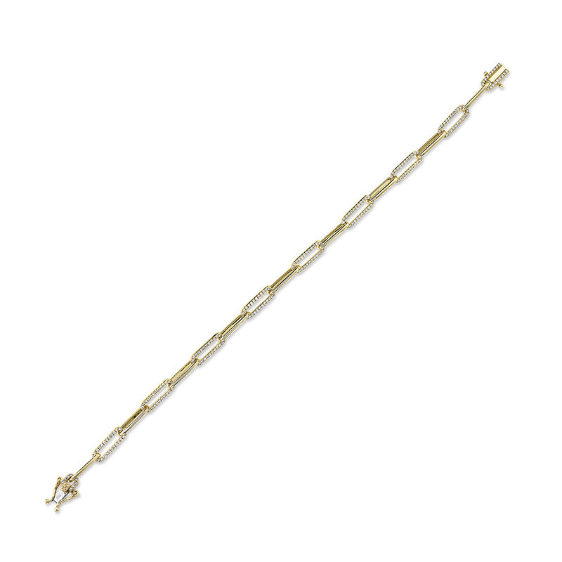 Shy Creation 0.74ctw. Diamond Paper Clip Link Bracelet in 14k Yellow Gold image number null