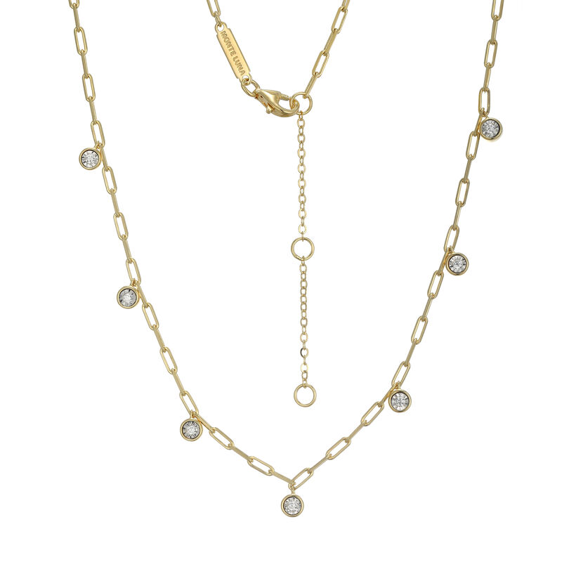 Lab Grown Diamond Station Mini Paperclip Necklace in Gold Plated Sterling Silver image number null