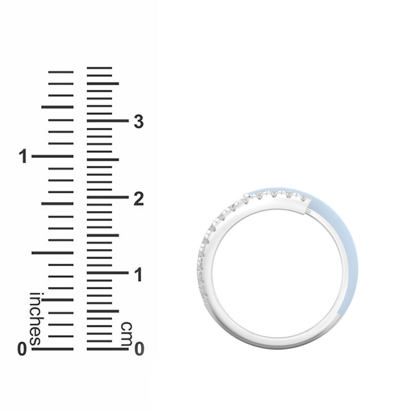 Brilliant-Cut Lab Grown Diamond Light Blue Ceramic Bypass Ring in Sterling Silver image number null