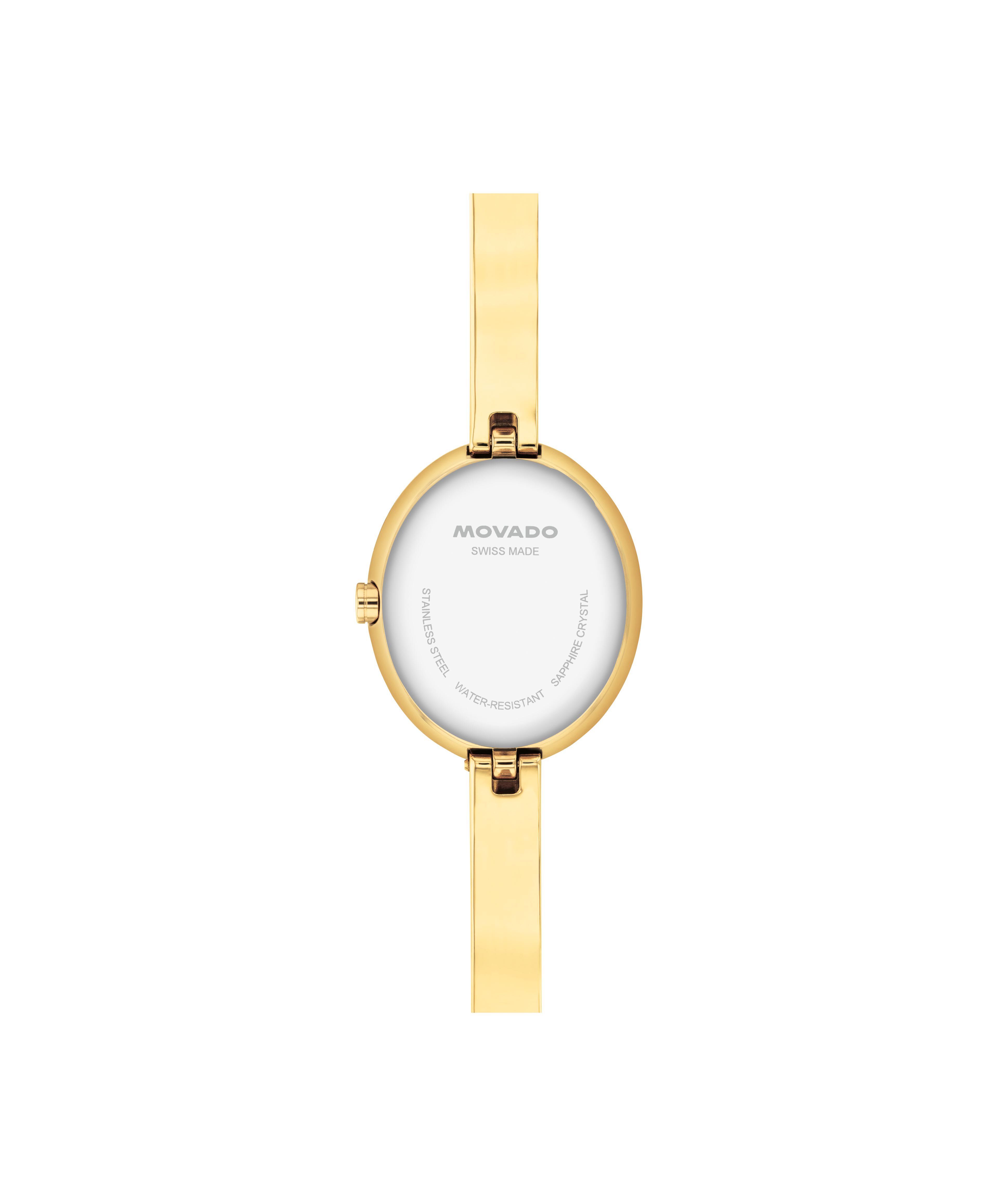 Movado Ladies' Museum Bangle Oval Dial Yellow Gold-Tone Stainless