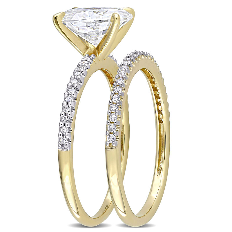 Created Moissanite 2ctw. Solitaire Bridal Set in 14k Yellow Gold image number null
