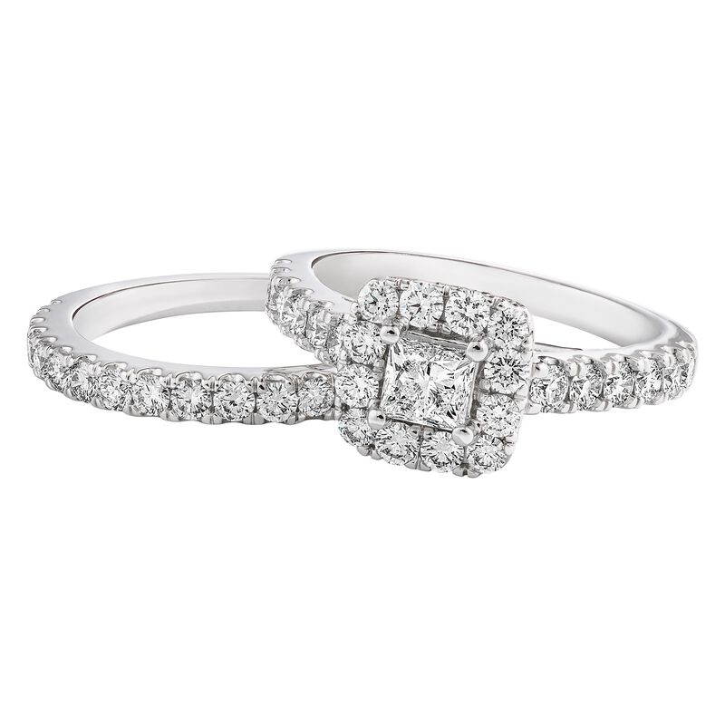 Shay. Princess-Cut 2ctw. Diamond Halo Bridal Set in 14k White Gold image number null