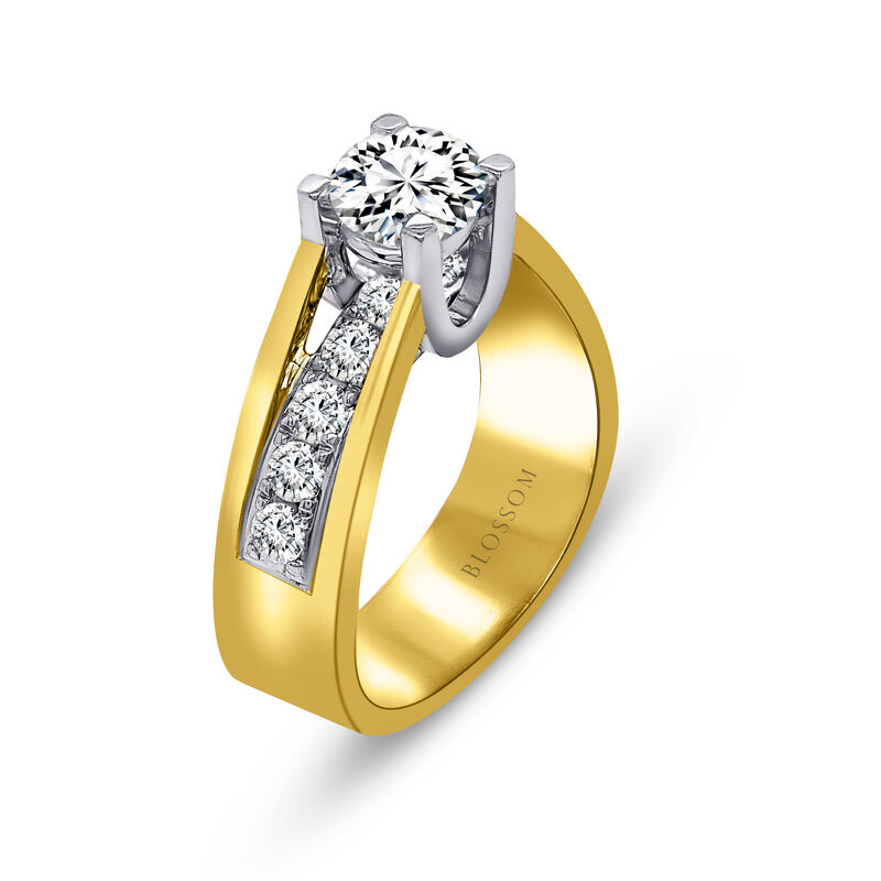 Blossom Cut Round Lab Grown 1.65ctw. Diamond Bridge Over Water Engagement Ring in 14k Two Tone Gold image number null