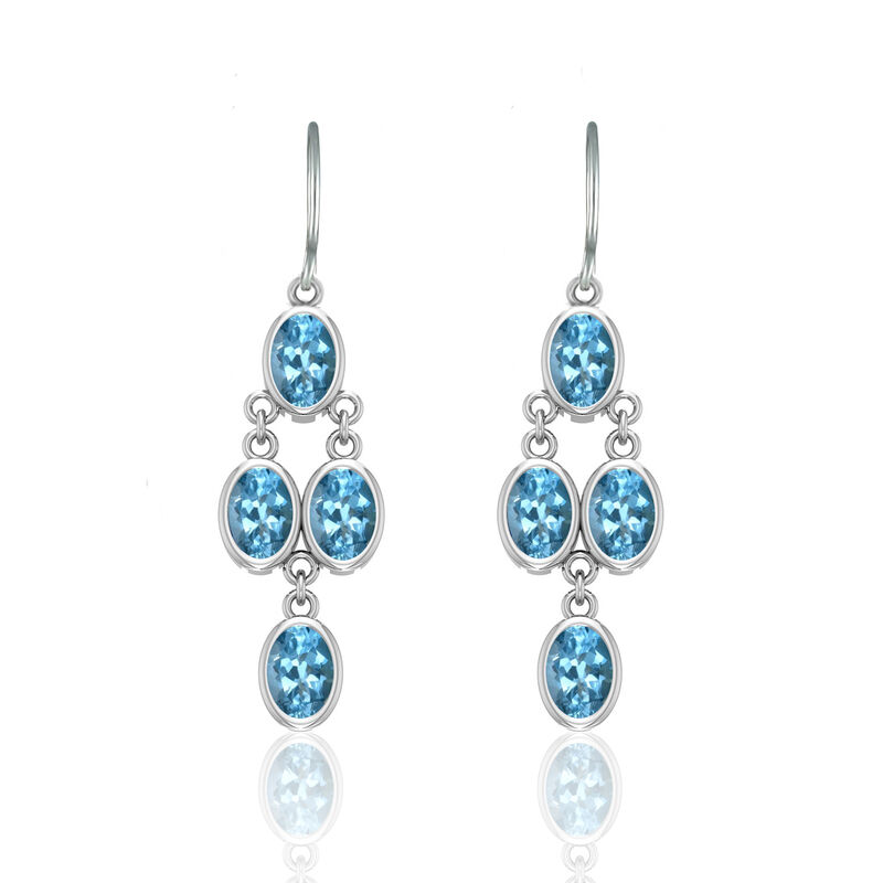 Oval Blue Topaz Chandelier Earrings in Sterling Silver image number null