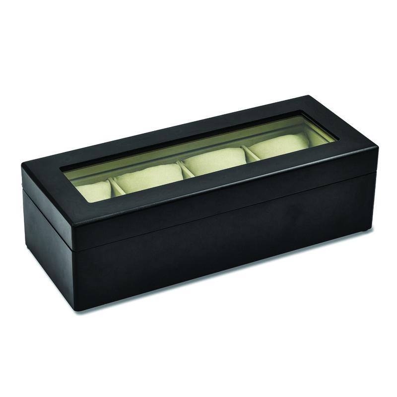 Matte Black Wood 4 Watch Box  image number null