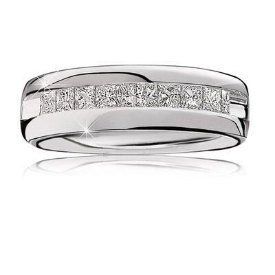 Men's 1ctw. Diamond & 14k White Gold Wedding Ring