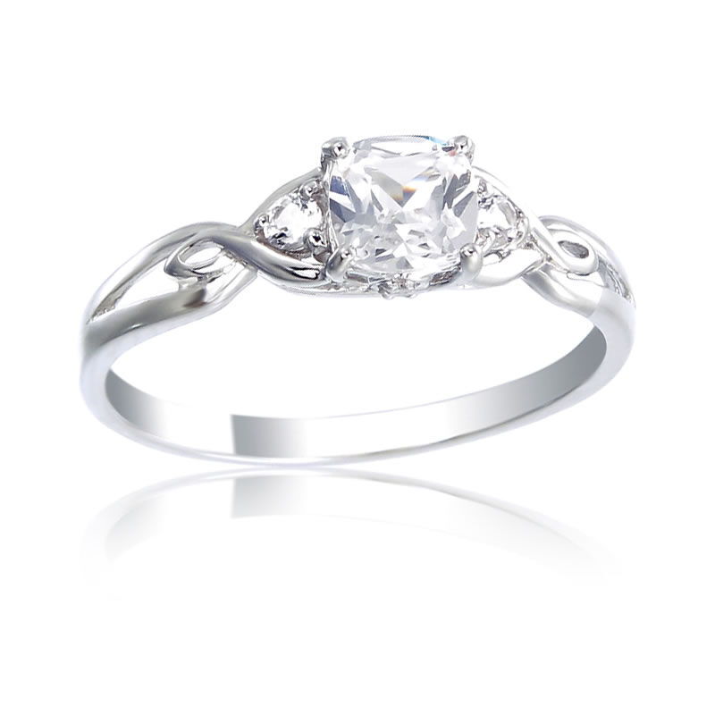 Created White Sapphire & Diamond Ring image number null