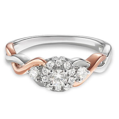 Mila. Diamond Halo Twist Engagement Ring