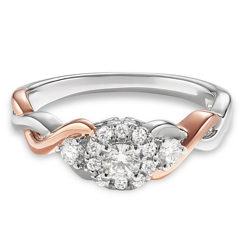 Mila. Diamond Halo Twist Engagement Ring image number null