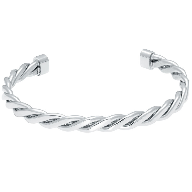 Men's 6mm Twist Cuff Bracelet in Stainless Steel image number null