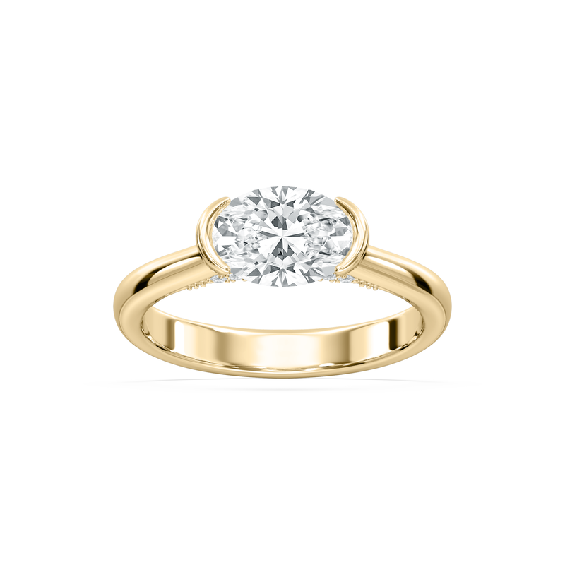 Oval Lab Grown Diamond 1 1/2ctw. East West Diamond Bridge Solitaire Engagement Ring in 14k Yellow Gold image number null