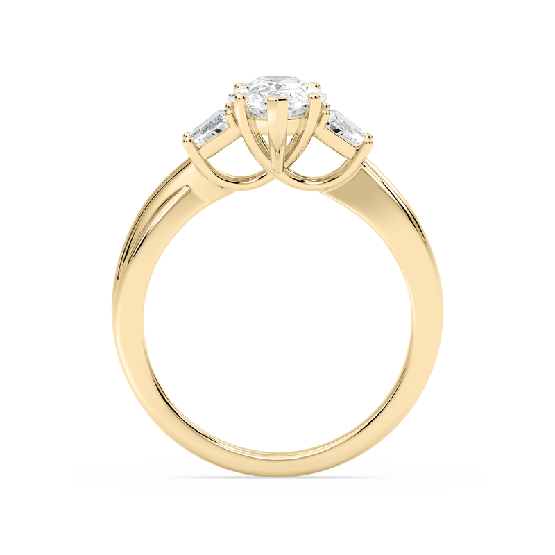 Duchess Oval Lab Grown Diamond 2 1/2ctw. Three Stone Twist Engagement Ring in 14k Yellow Gold image number null