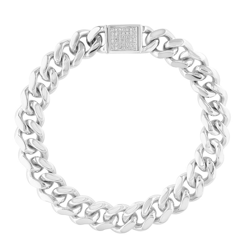 Effy Men's Brilliant-Cut .20ctw. Diamond Cuban Link Bracelet in Sterling Silver image number null