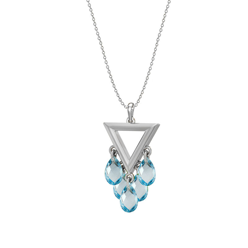 Sky Blue Topaz Triangle Pendant in Sterling Silver image number null