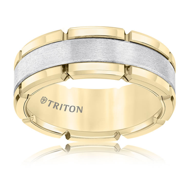 Triton Mens Two-Tone Tungsten 8mm Wedding Band image number null