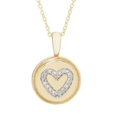 Diamond Heart Pendant in 14k Yellow Gold