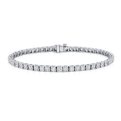 4ctw. 4-Prong Square Link Diamond Tennis Bracelet in 14K White Gold (JK, I2-I3)