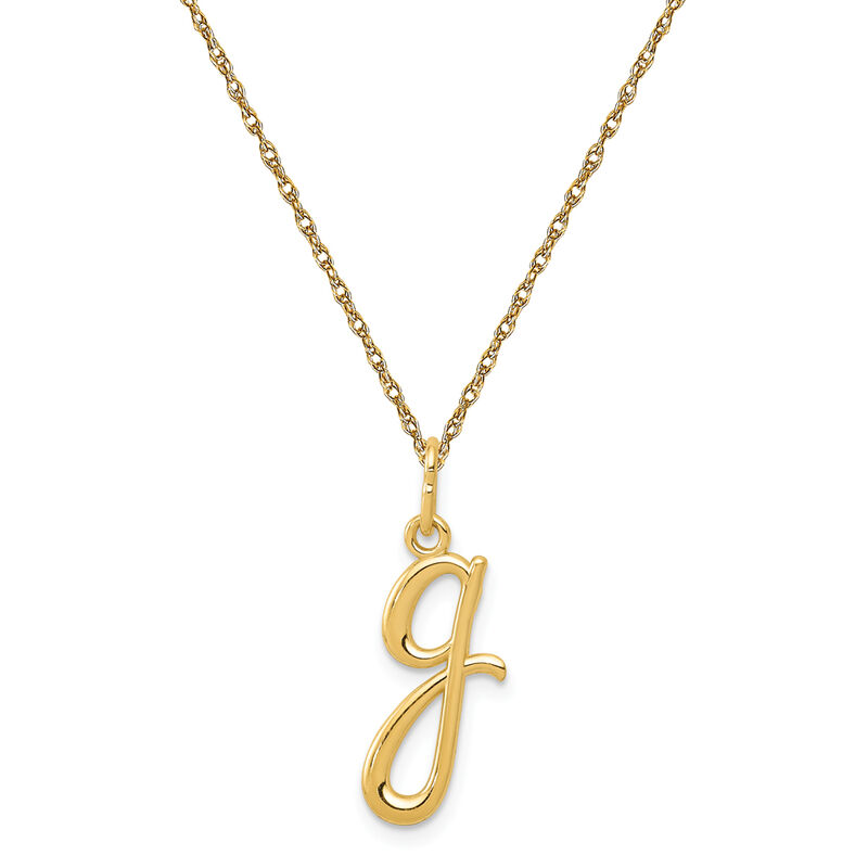 Script G Initial Necklace in 14k Yellow Gold image number null