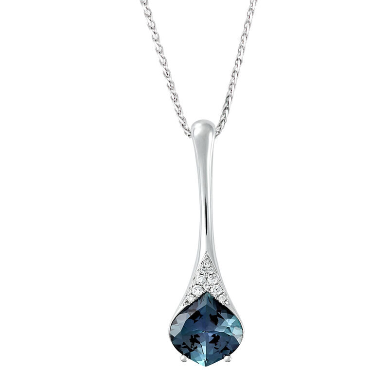 Chatham Created Alexandrite Teardrop Pendant in 14k White Gold image number null