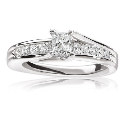 Alexandra. 14K Gold Princess-Cut Diamond Engagement Ring 1ct. T.W.