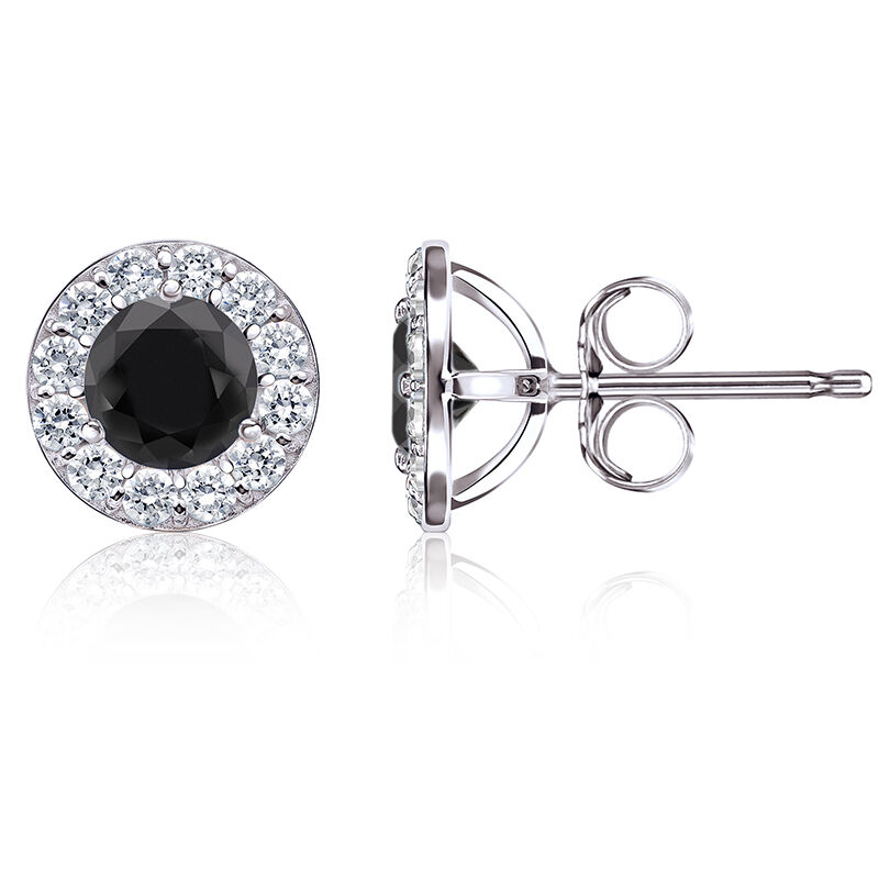 Black Diamond 2ct. t.w. Halo Stud Earrings in 14k White Gold image number null