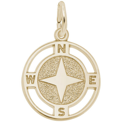 Nautical Compass Charm in 10k Yellow Gold