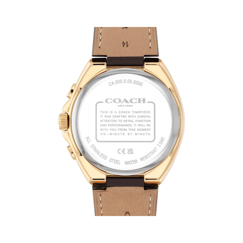 Coach Men's Jackson Chronograph White Dial Gold Tone Stainless Steel Brown Leather Strap 45mm Watch 14602746 image number null
