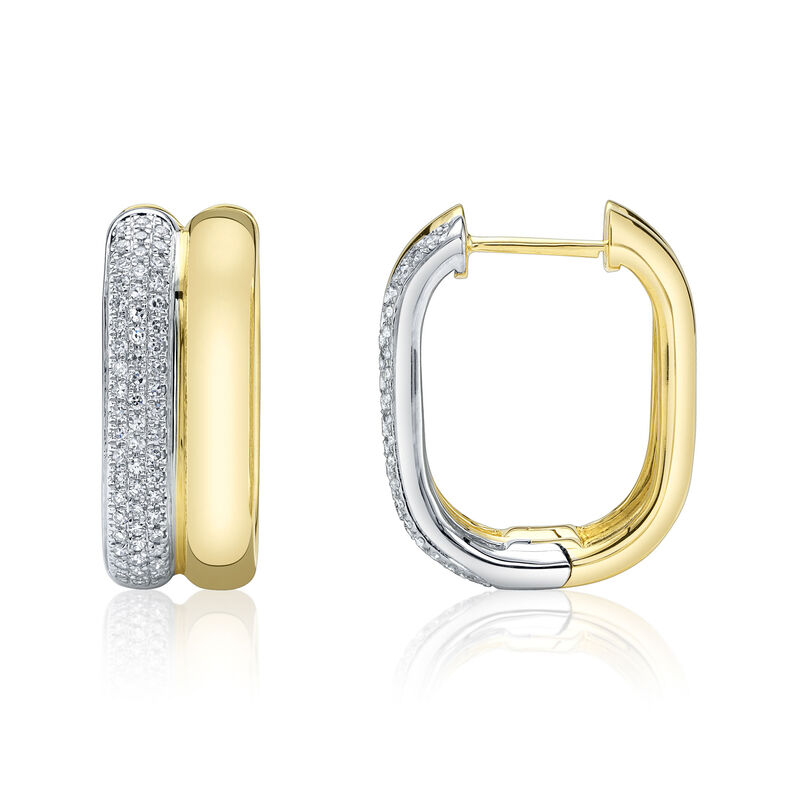 Shy Creation Diamond 1/3ctw. Fashion Hoop Earrings in 14k Yellow Gold image number null