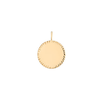 Engravable Round Disc Charm in 14k Yellow Gold