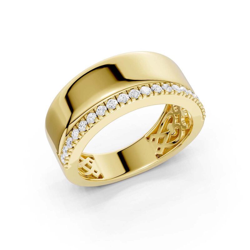 Lab Grown Diamond 1/4ctw. Wide Band Wedding Ring with Diamond Accents in 14k Yellow Gold image number null