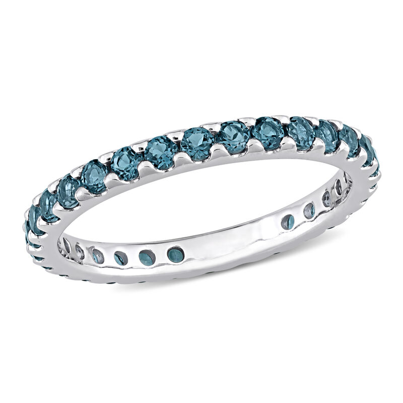 London Blue Topaz Eternity Band in 10k White Gold image number null