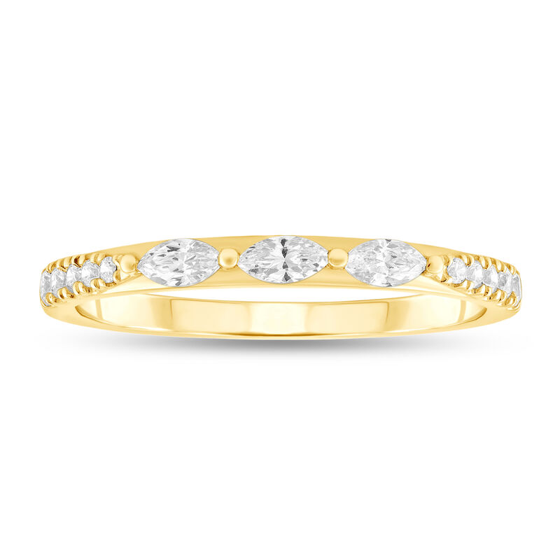 Natural Diamond 3/8ctw. Marquise & Round Wedding Band in 14k Yellow Gold image number null