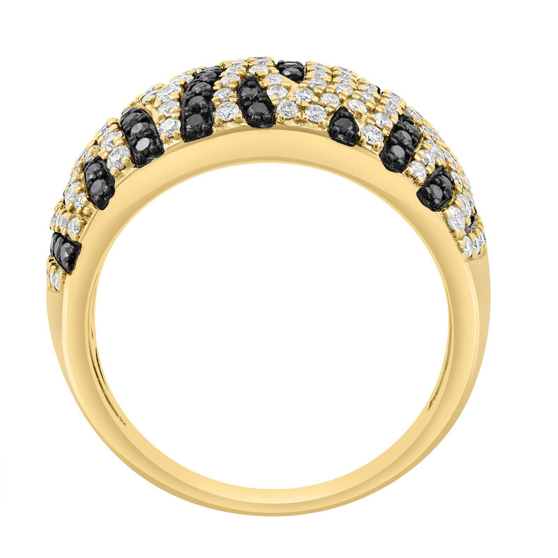 EFFY .93ctw. White Black Diamond Animal Print Fashion Ring in 14k Yellow Gold image number null