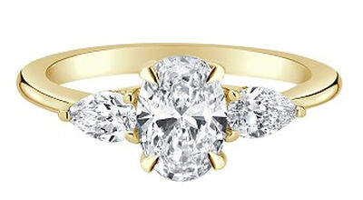 Mya. Lab Grown 1 1/2ctw. Diamond Three-Stone Engagement Ring in 14k Yellow Gold