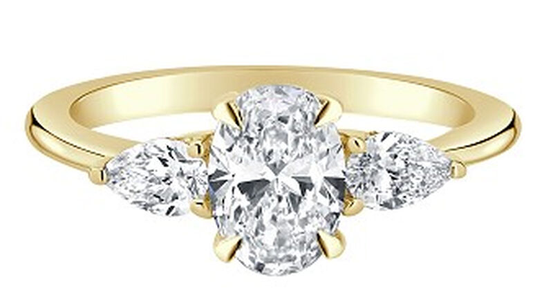 Mya. Lab Grown 1 1/2ctw. Diamond Three-Stone Engagement Ring in 14k Yellow Gold image number null