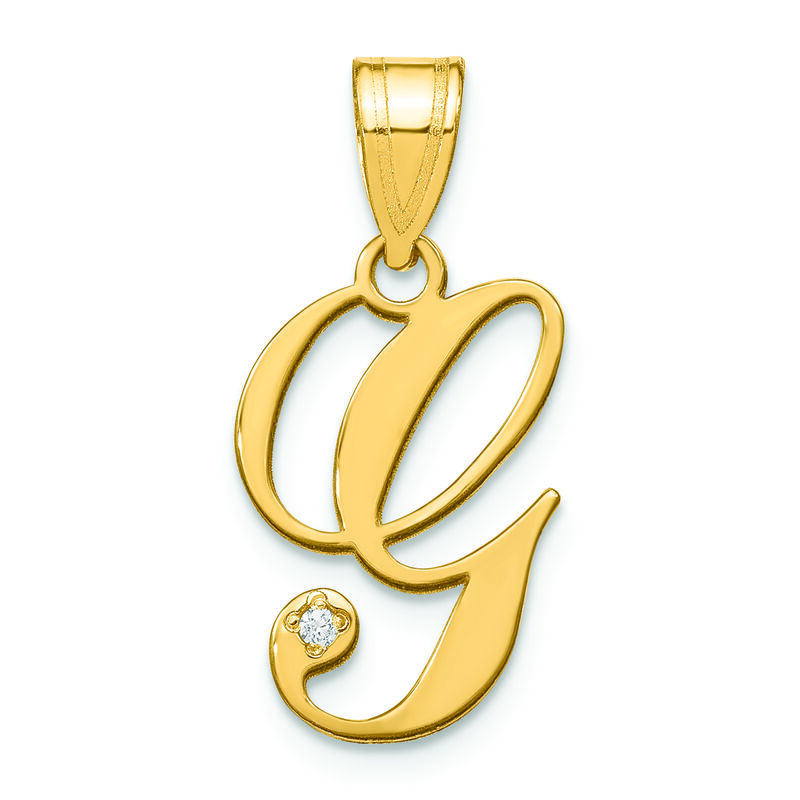 Script Letter G Initial Pendant in 14k Yellow Gold image number null