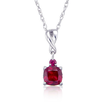 Created Ruby & Diamond Birthstone Pendant