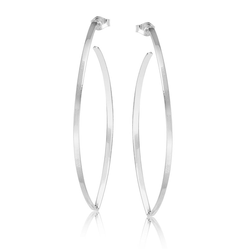 Marquise-Shape Open Hoop Earrings in 14k White Gold image number null