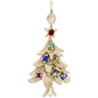 Christmas Tree Charm in Gold Plated Sterling Silver