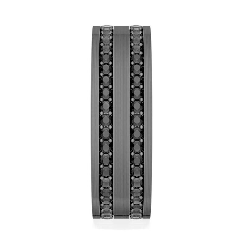 Men's MFIT 1ctw. Black Diamond Double Row Band in 10k White Gold with Black Rhodium image number null