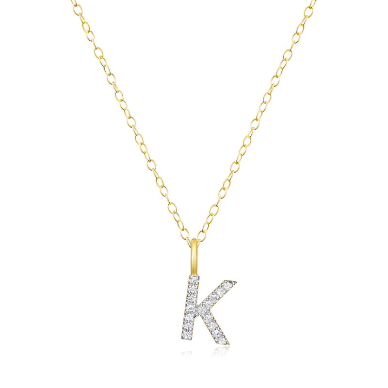 Lab Grown Diamond Letter K Initial Pendant Necklace in 14k Yellow Gold Plated Sterling Silver image number null