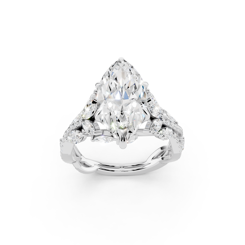 Marquise Lab Grown Diamond 4 4/5ctw. Twist Engagement Ring in 14k White Gold image number null