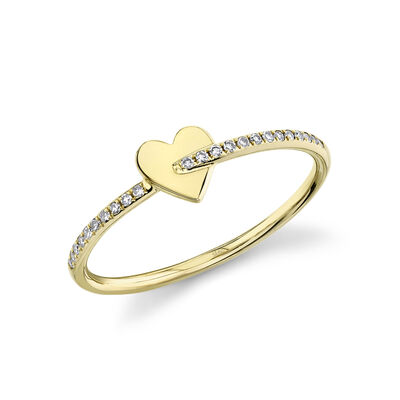 Shy Creation Diamond Heart Ring in 14k Yellow Gold