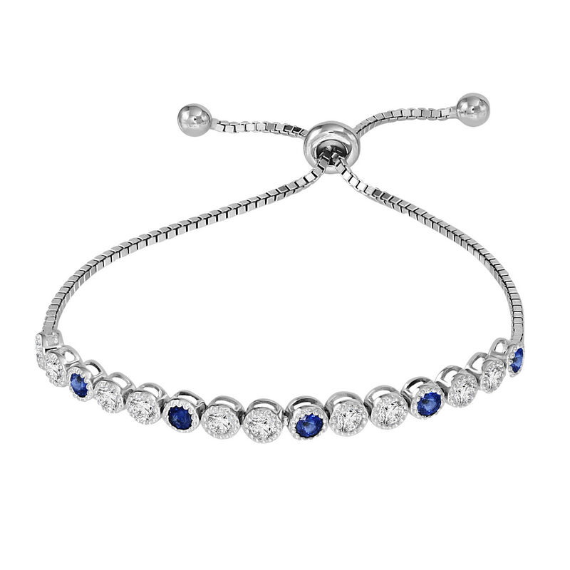 Sapphire & White Zircon Bolo Bracelet in Sterling Silver image number null