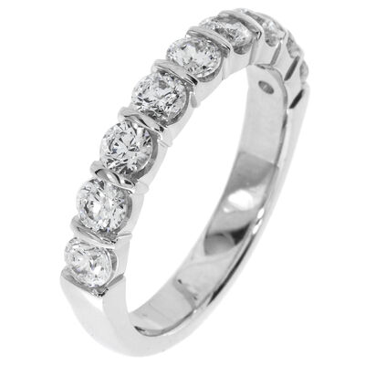 Ladies' 9-Stone 1ctw. Bar-Set Diamond Wedding Band in 14K White Gold (HI, I1-12)