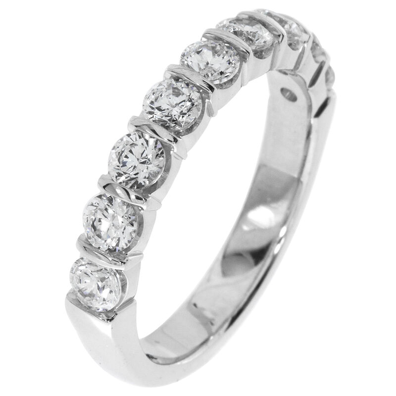 Ladies' 9-Stone 1ctw. Bar-Set Diamond Wedding Band in 14K White Gold (HI, I1-12) image number null