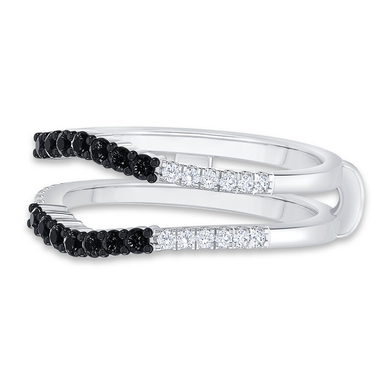 Brilliant-Cut 3/8ctw. White and Black Diamond Insert Ring in 14k White Gold image number null