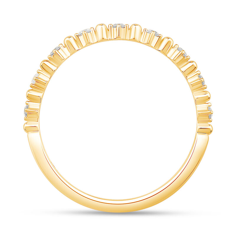 Brilliant-Cut .10ctw. Diamond 9 Stone Beaded Distance Band in 10k Yellow Gold image number null