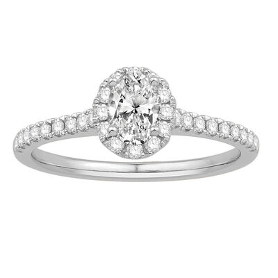 Oval Halo Engagement Ring in 14k White Gold