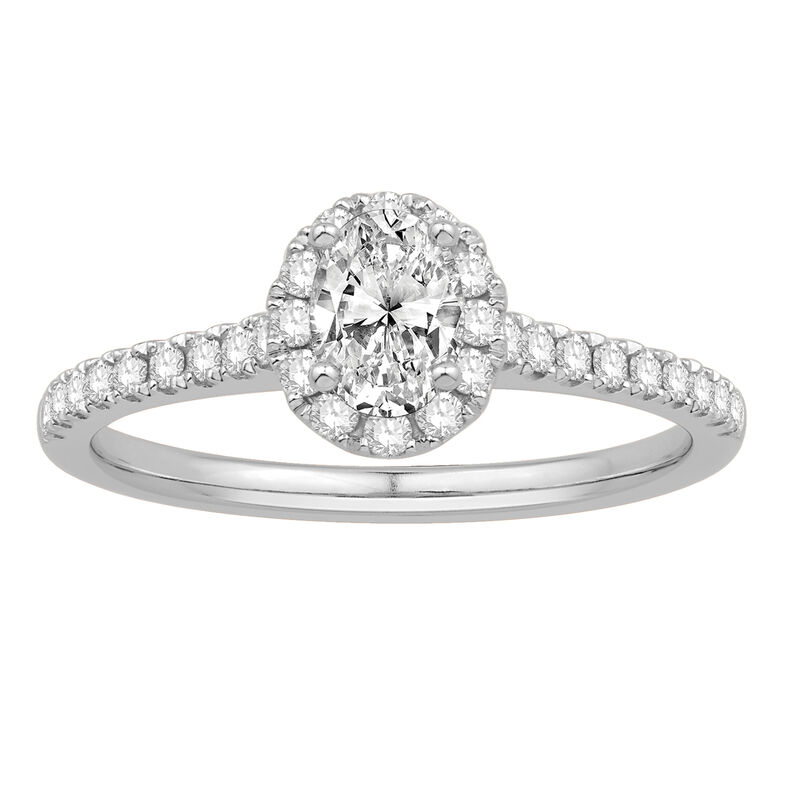 Oval Halo Engagement Ring in 14k White Gold image number null